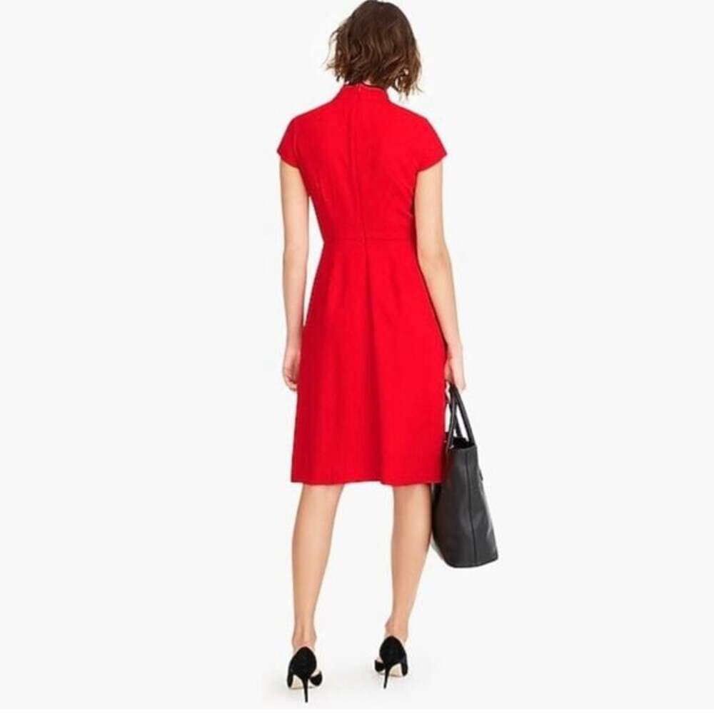 J. Crew Red Tie-Neck Dress in 365 Crepe Women’s Size 12 - Picture 9 of 10